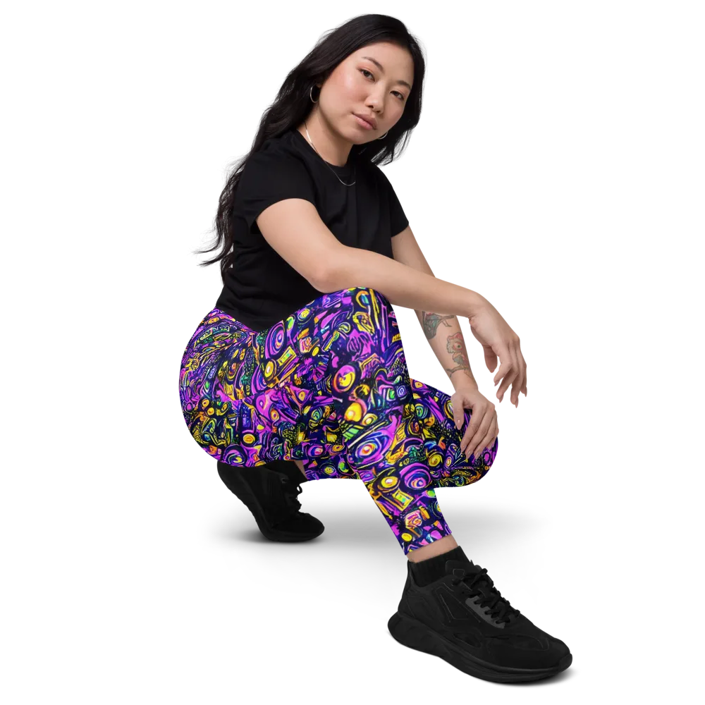Magenta Voltage on Leggings with Pockets — Right Front