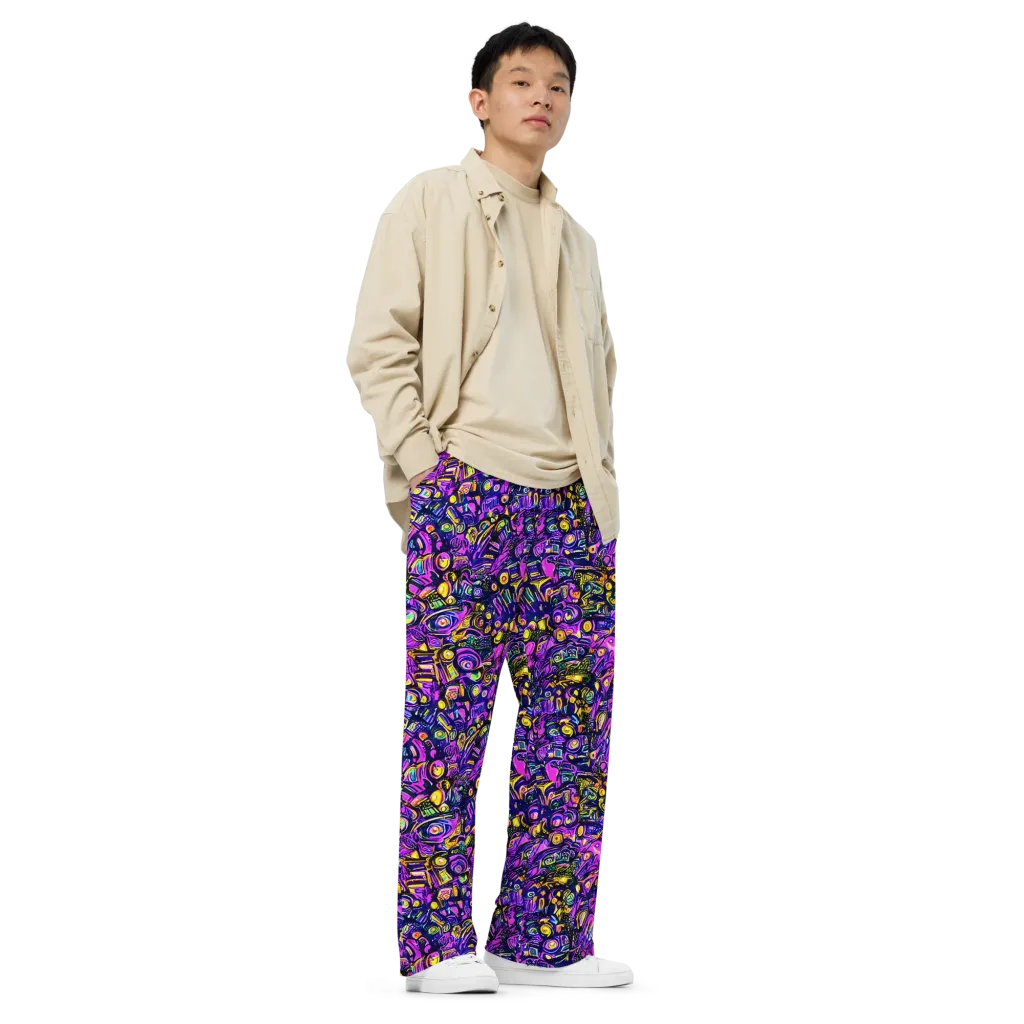 Magenta Voltage on Wide-Leg Pants — Right Front