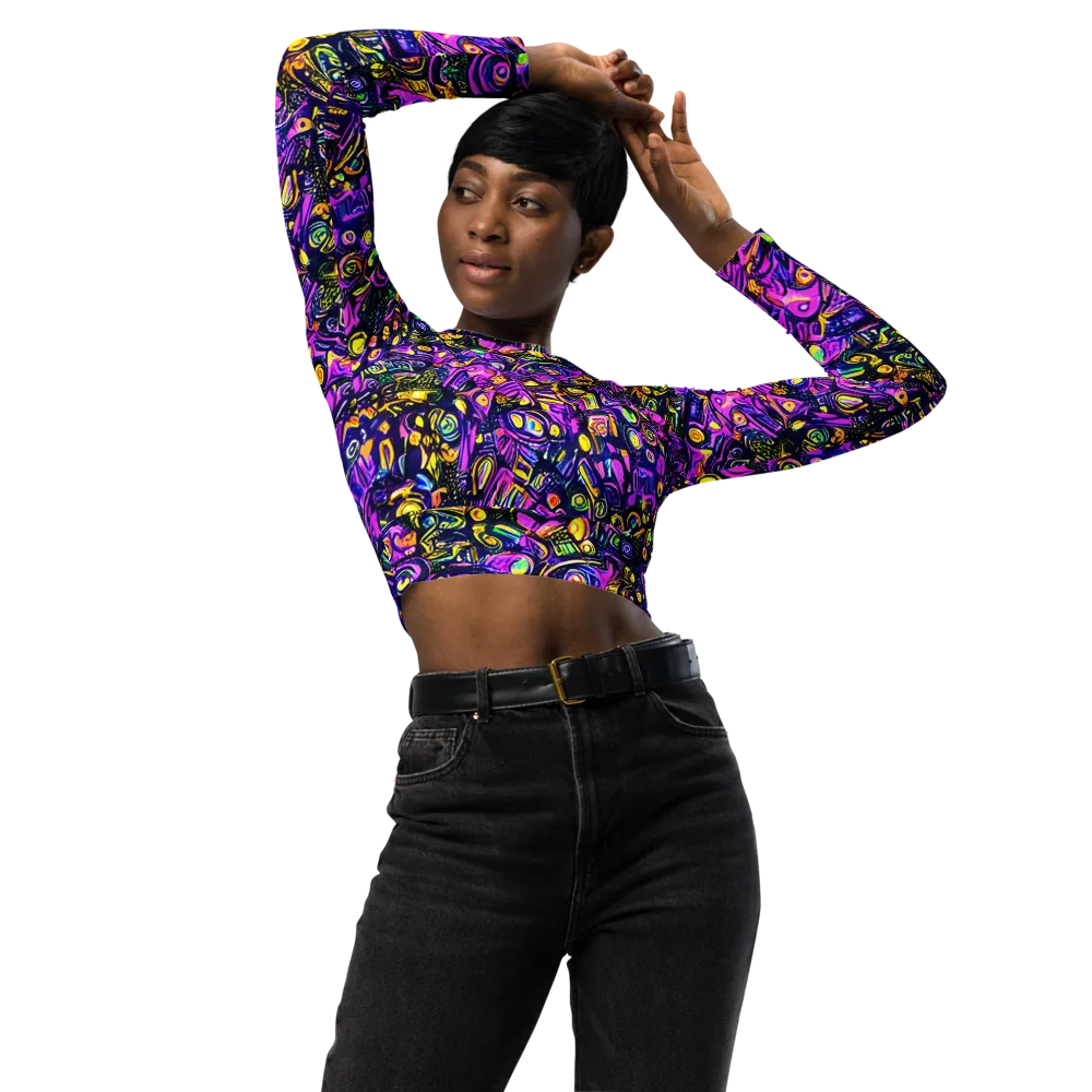 Magenta Voltage on Long Sleeve Crop Top — Front