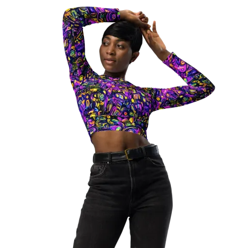 Magenta Voltage on a Long Sleeve Crop Top