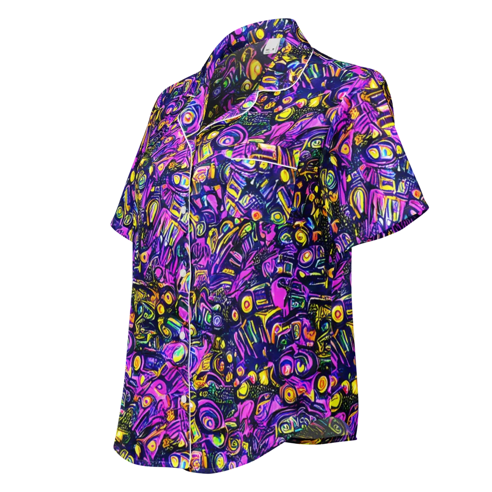 Magenta Voltage on Women's Short Sleeve Pajama Top — Left Front