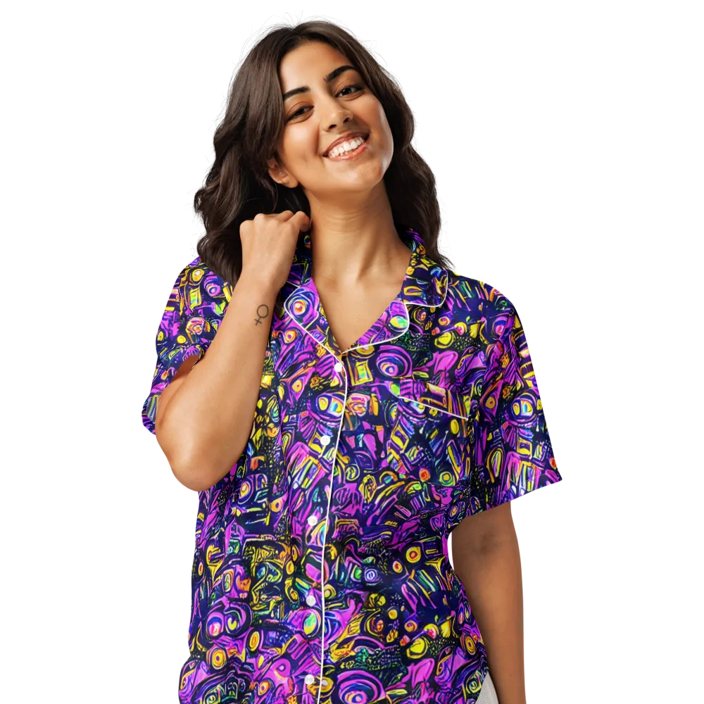 Magenta Voltage on Women's Short Sleeve Pajama Top — Front