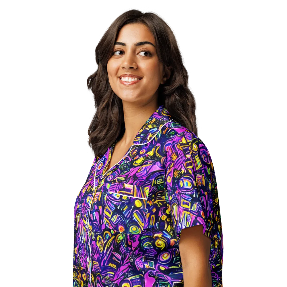 Magenta Voltage on Women's Short Sleeve Pajama Top — Left Front