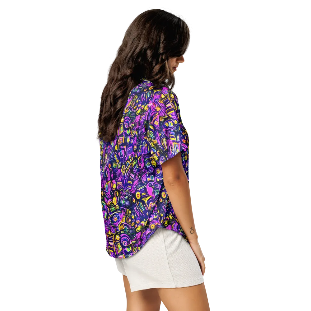 Magenta Voltage on Women's Short Sleeve Pajama Top — Right Back
