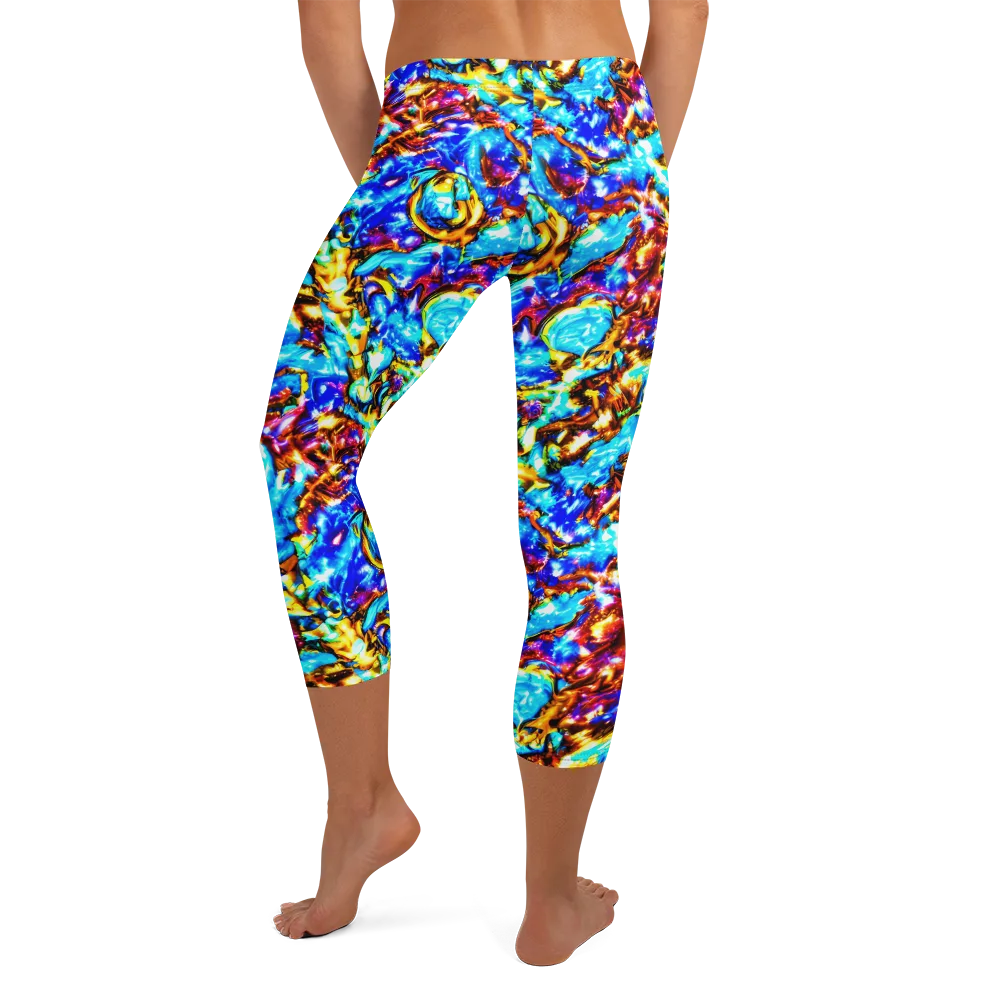 Saturated Storm on Capri Leggings — Back