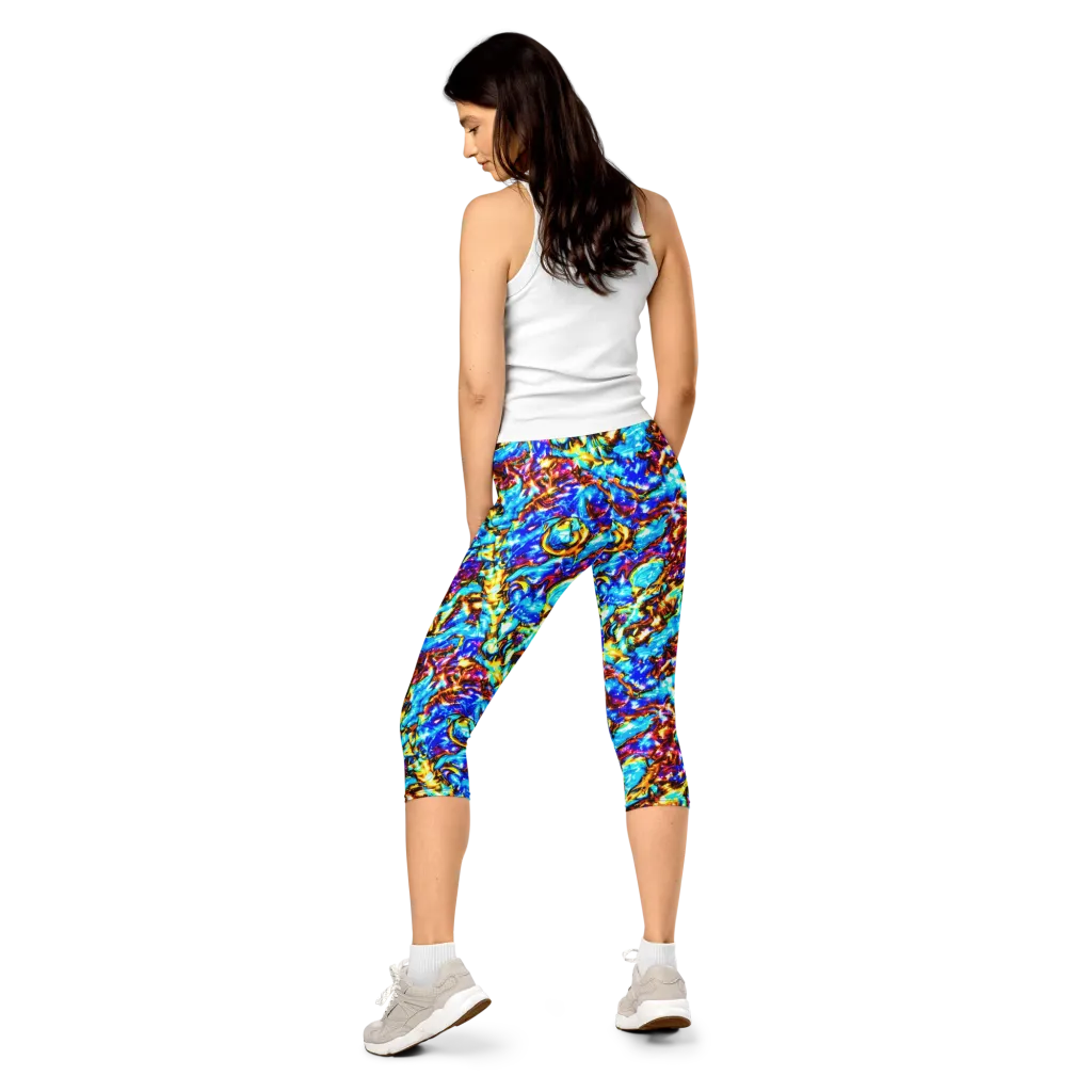 Saturated Storm on Capri Leggings — Back