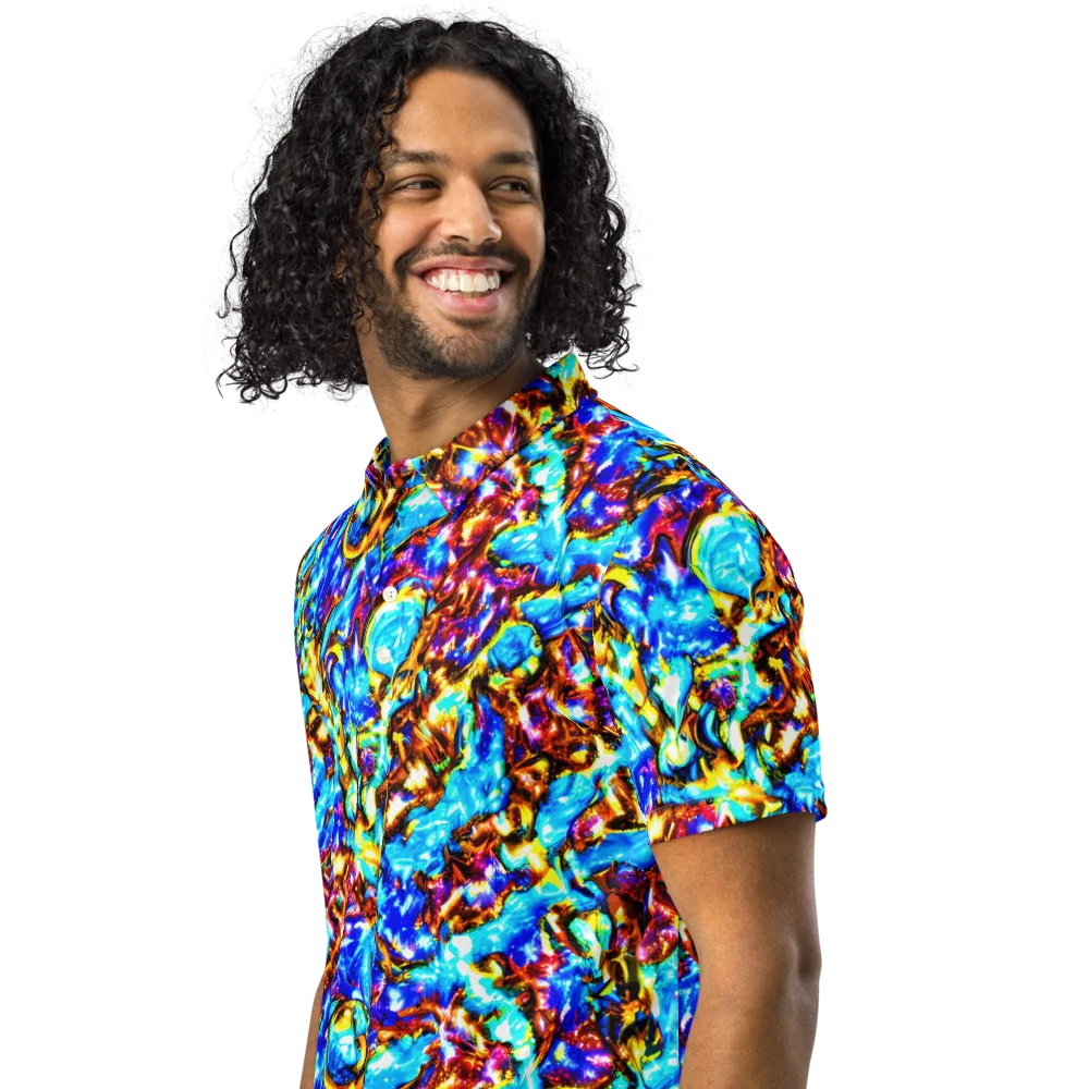 Saturated Storm on Men's Slim Fit Polo Shirt — Left Front