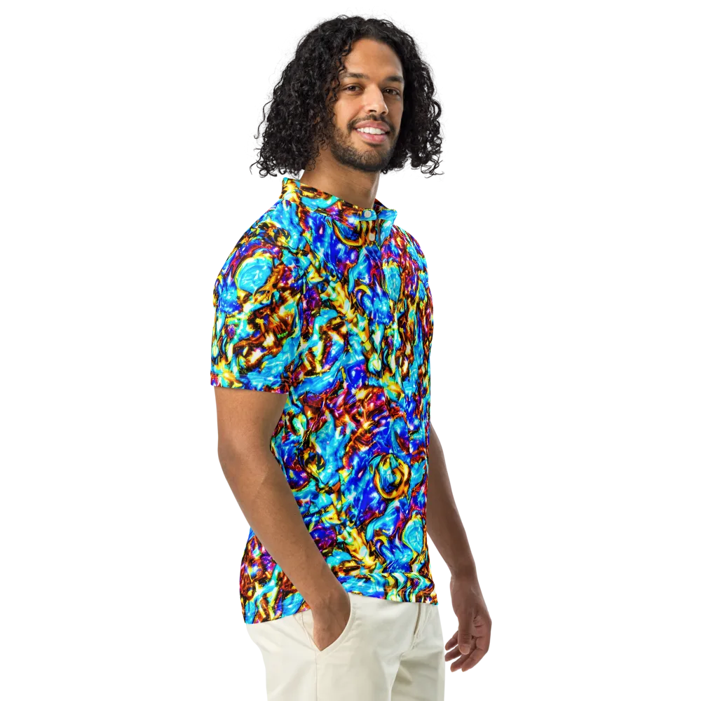 Saturated Storm on Men's Slim Fit Polo Shirt — Right Front