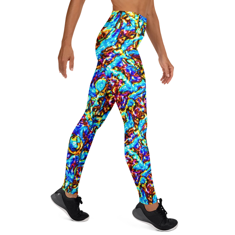 Saturated Storm on Yoga Leggings — Right