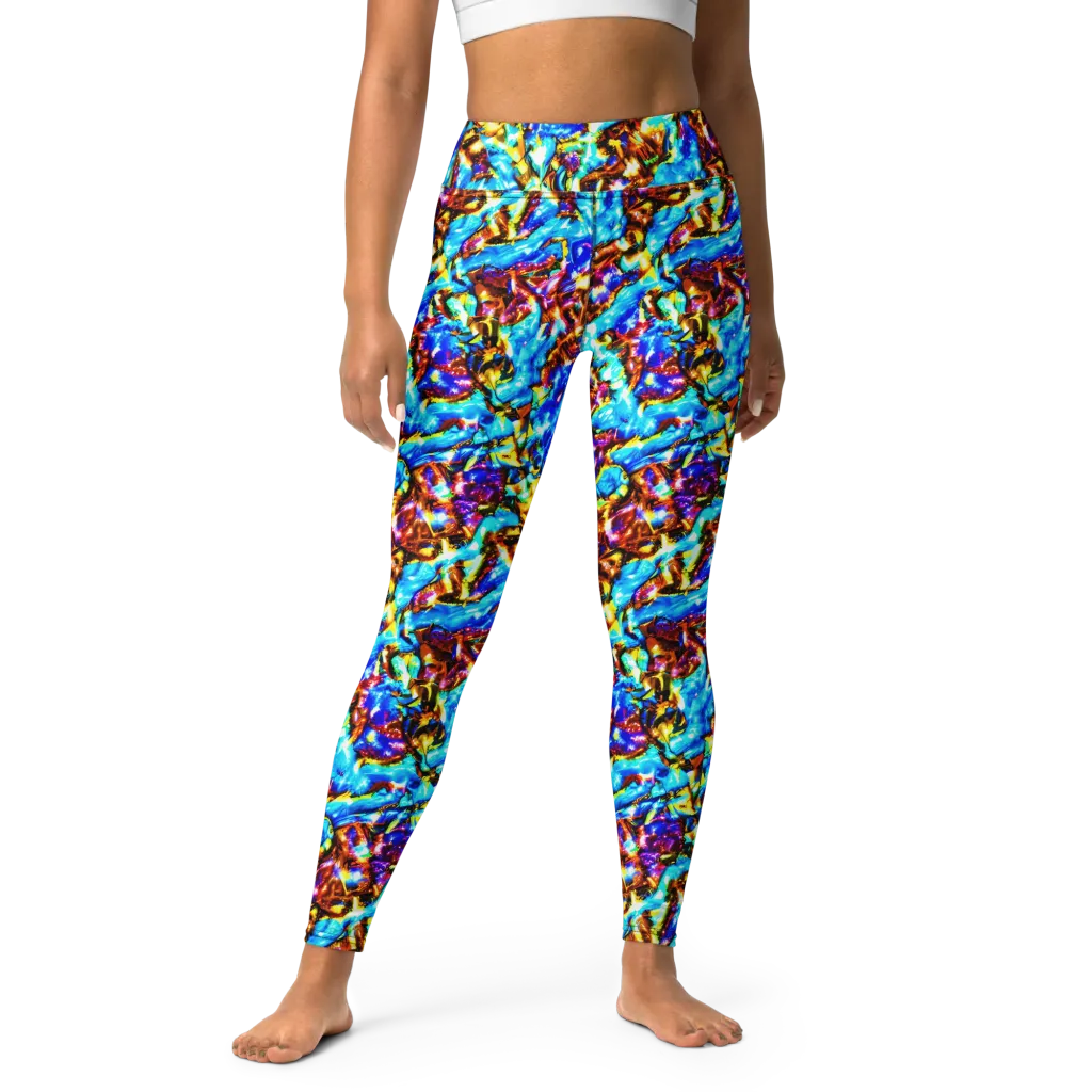 Saturated Storm on Yoga Leggings — Front