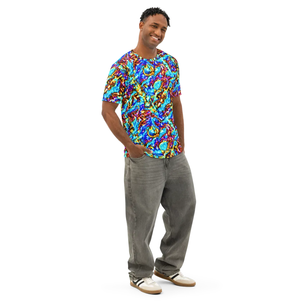 Saturated Storm on Men's Cotton Crew Neck T-Shirt — Right Front