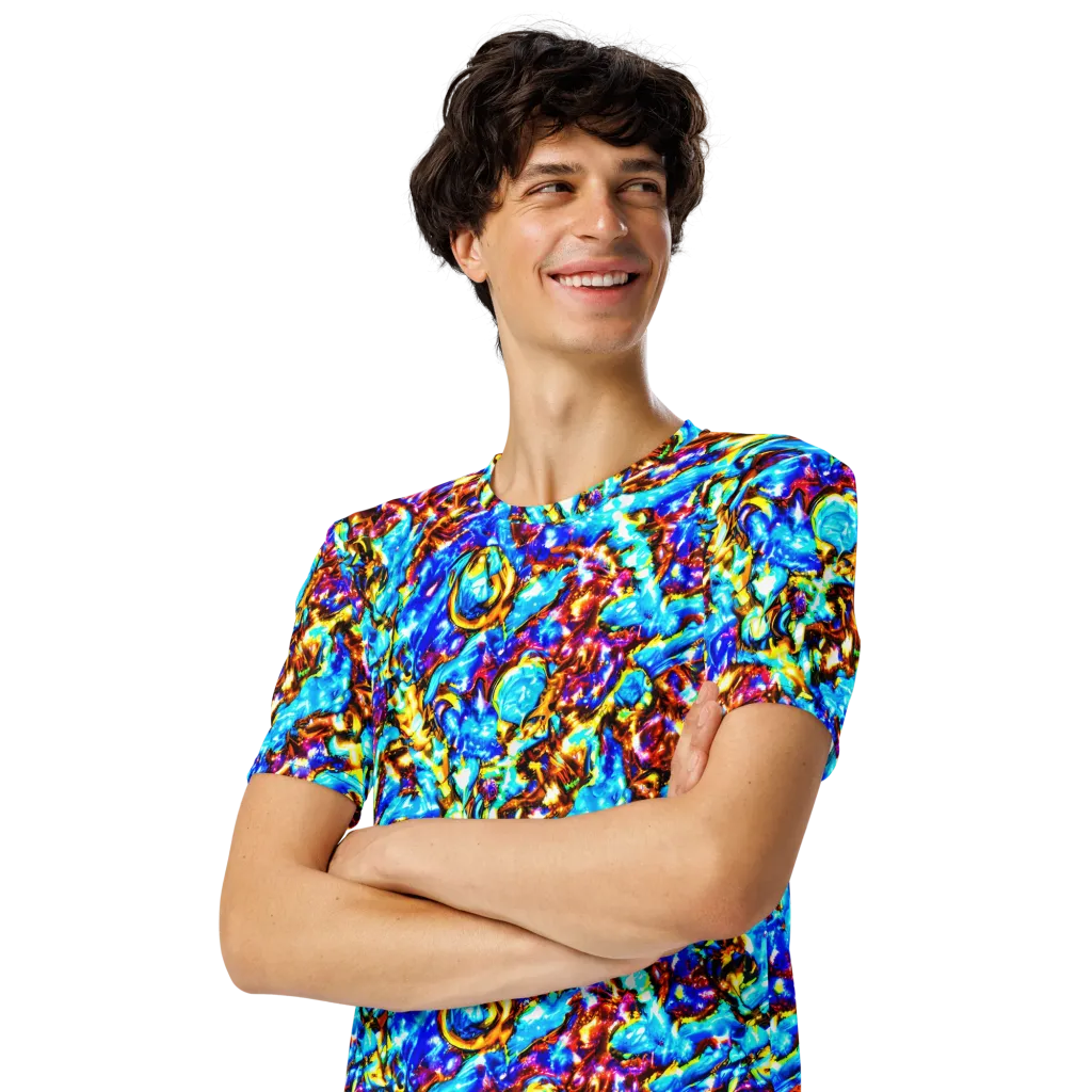 Saturated Storm on Men's Crew Neck T-Shirt — Left Front