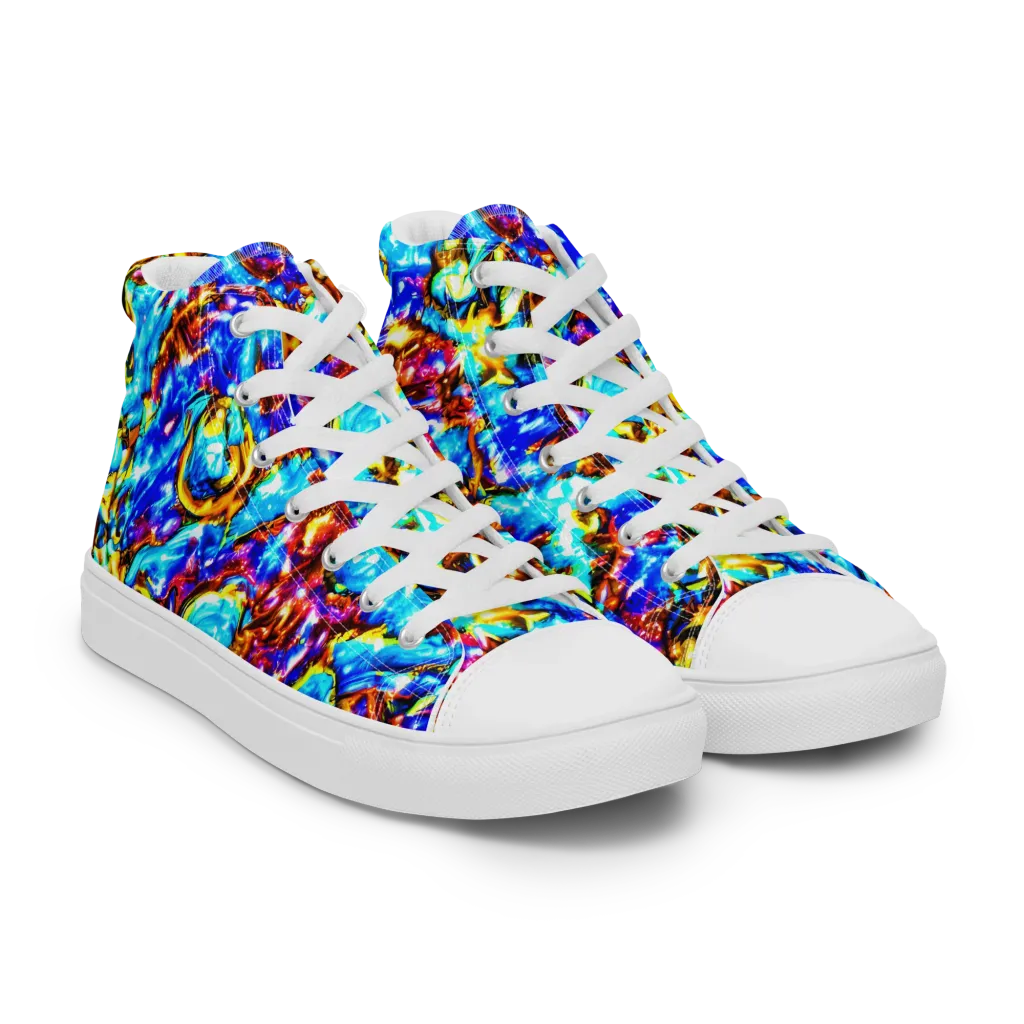 Saturated Storm on Men's High Top Canvas Shoes — Right Front