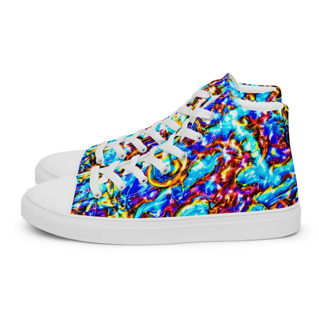 Saturated Storm on Men's High Top Canvas Shoes — Left