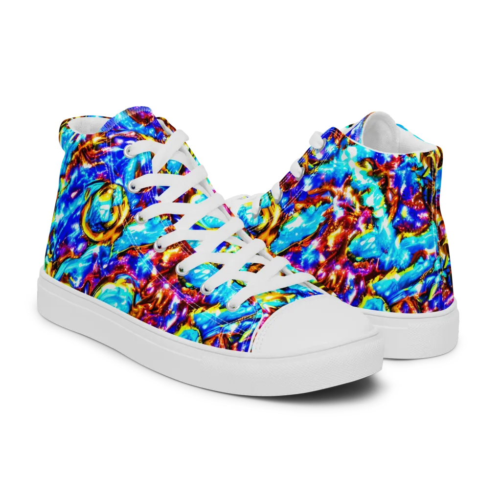 Saturated Storm on Men's High Top Canvas Shoes — Right