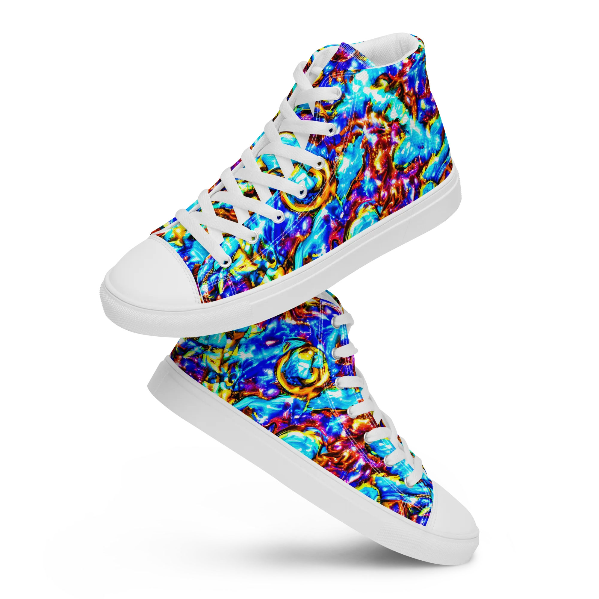 Saturated Storm on Men's High Top Canvas Shoes — Front