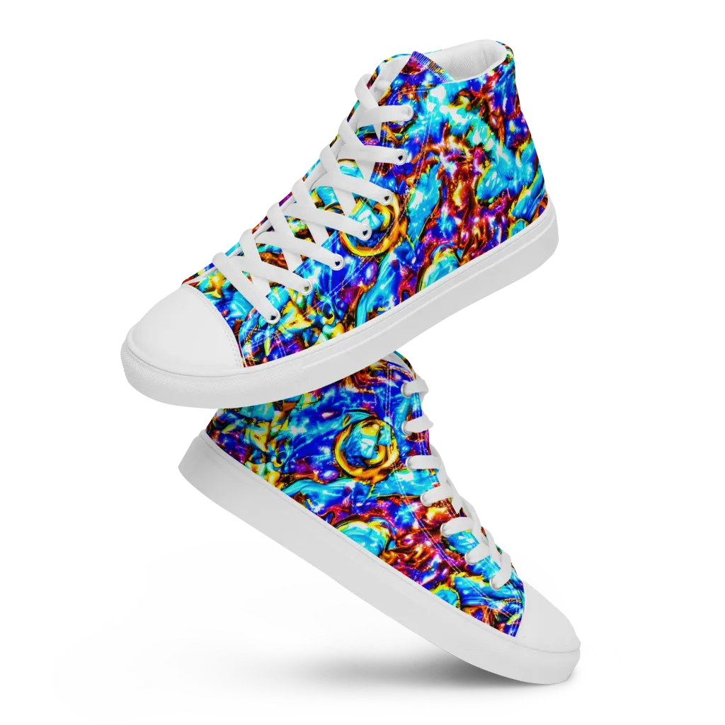 Saturated Storm on Men's High Top Canvas Shoes — Front
