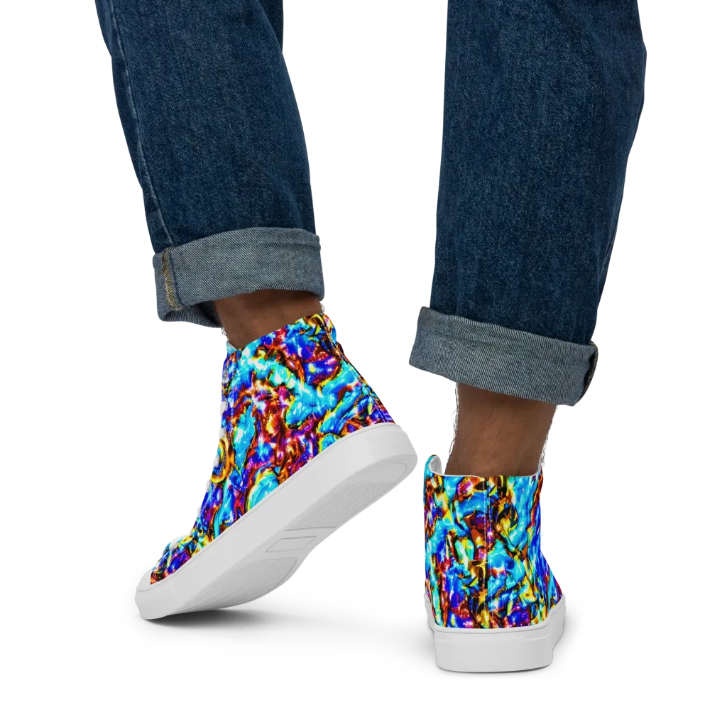 Saturated Storm on Men's High Top Canvas Shoes — Back