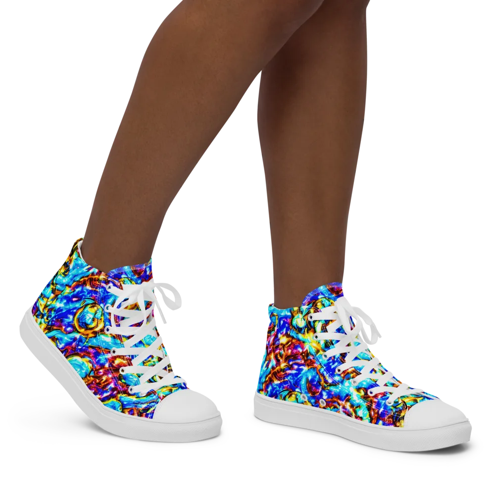 Saturated Storm on Women's High Top Canvas Shoes — Right