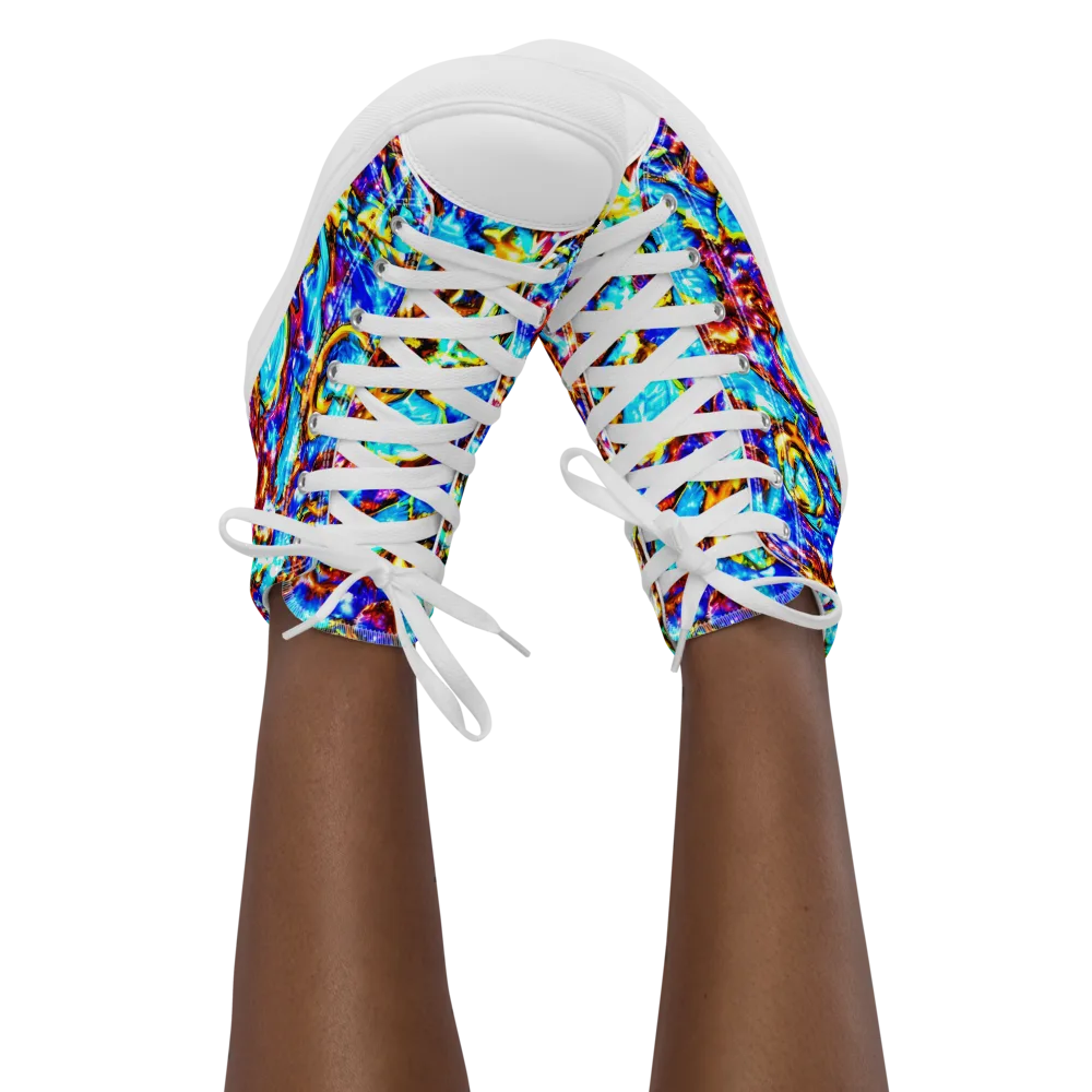 Saturated Storm on Women's High Top Canvas Shoes — Front