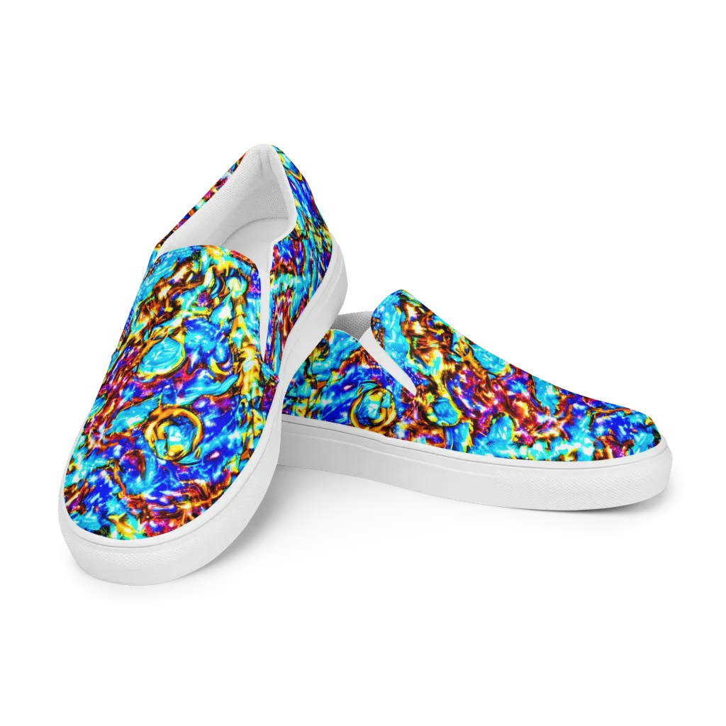 Saturated Storm on Women's Slip-On Canvas Shoes — Left Front