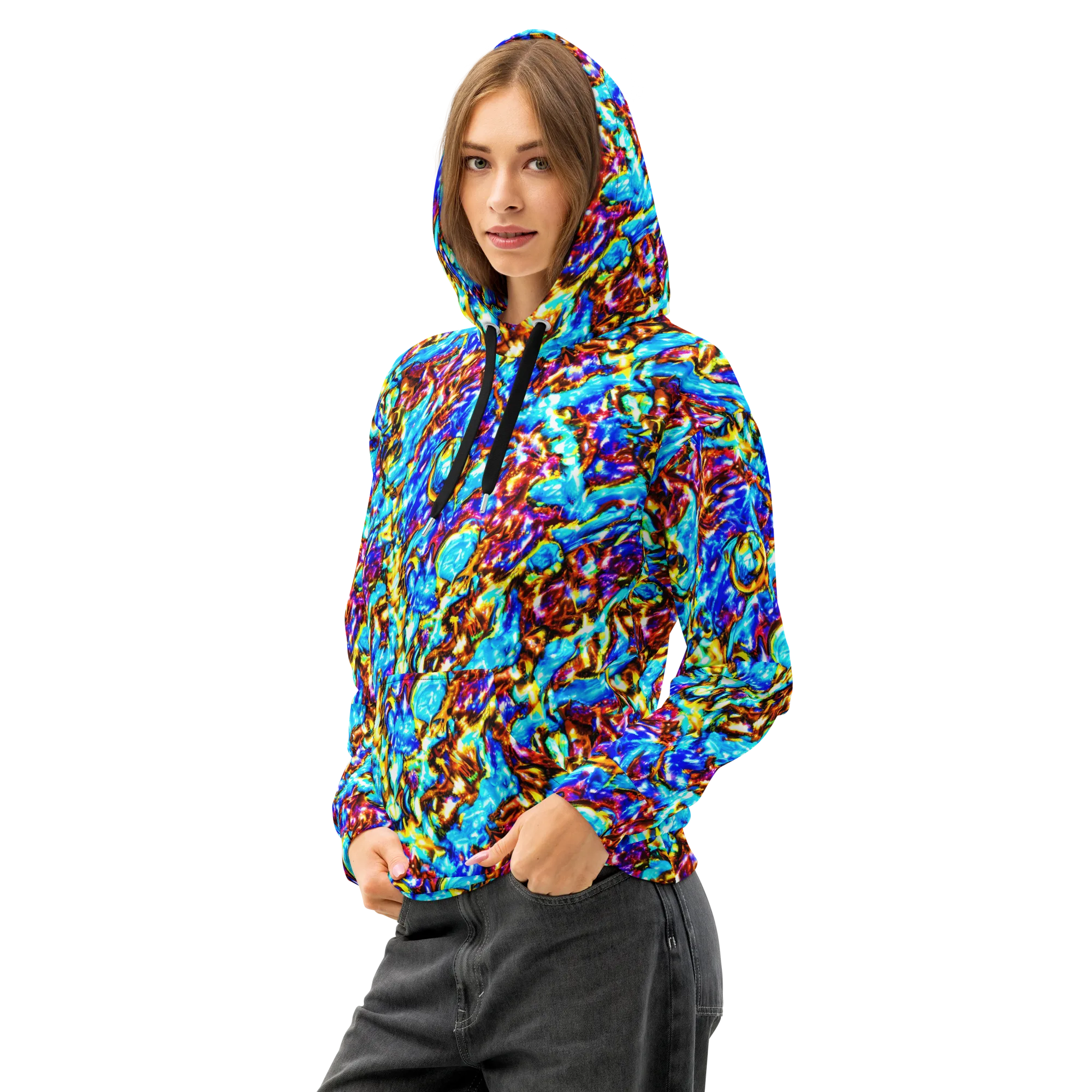 Saturated Storm on Cotton Hoodie — Left Front