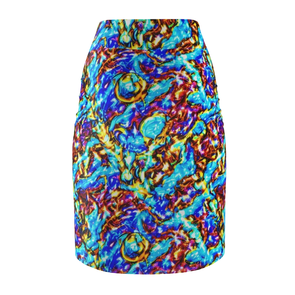 Saturated Storm on Pencil Skirt — Back