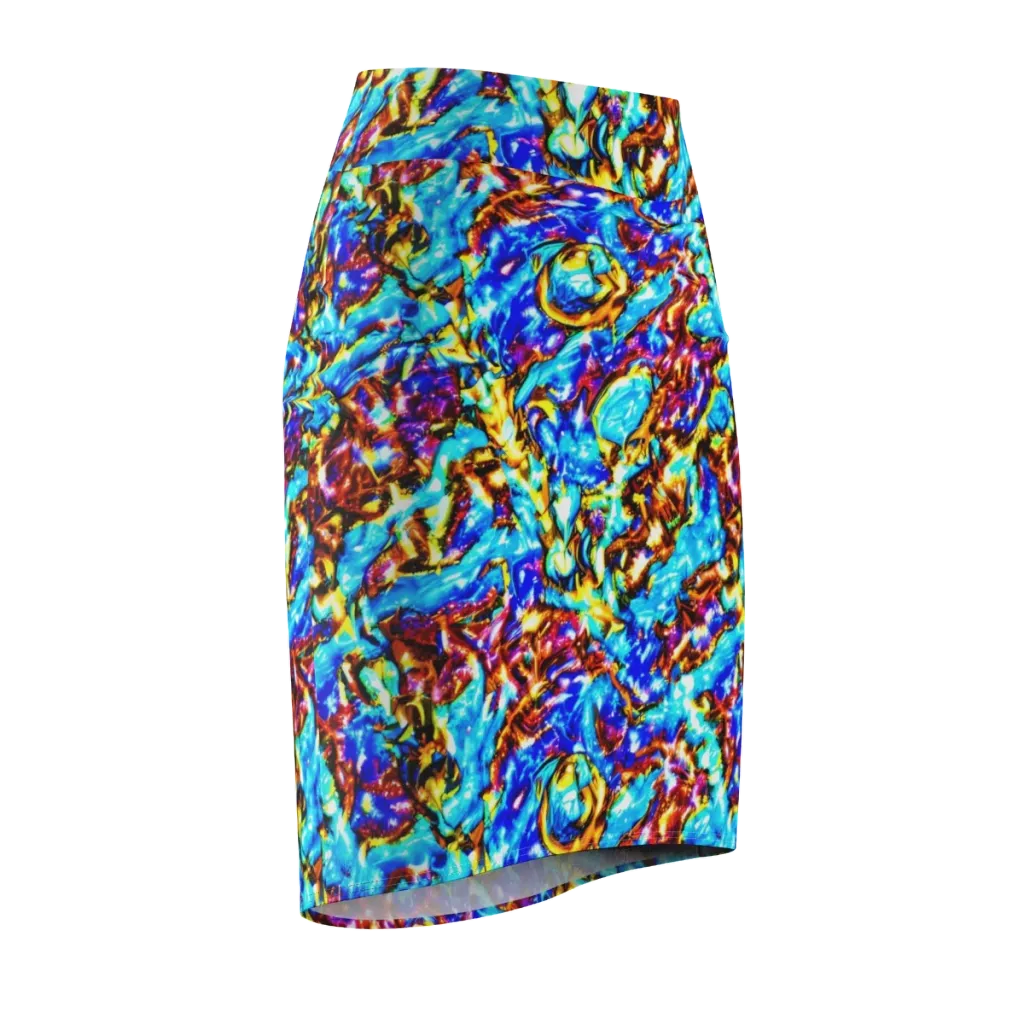 Saturated Storm on Pencil Skirt — Front Side