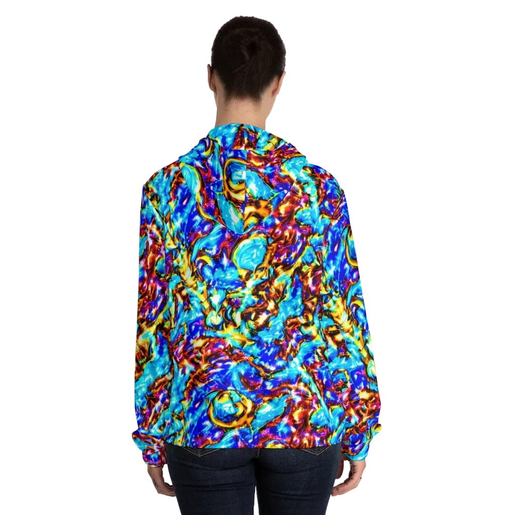 Saturated Storm on Women's Full-Zip Hoodie — Back On Person