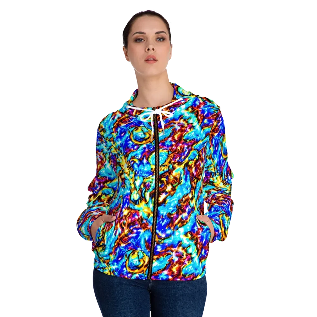 Saturated Storm on Women's Full-Zip Hoodie — Front On Person