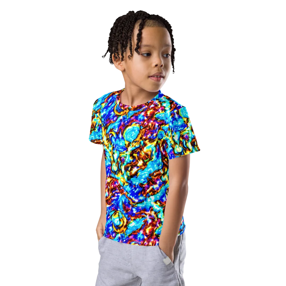 Saturated Storm on Kids Crew Neck T-Shirt — Left Front