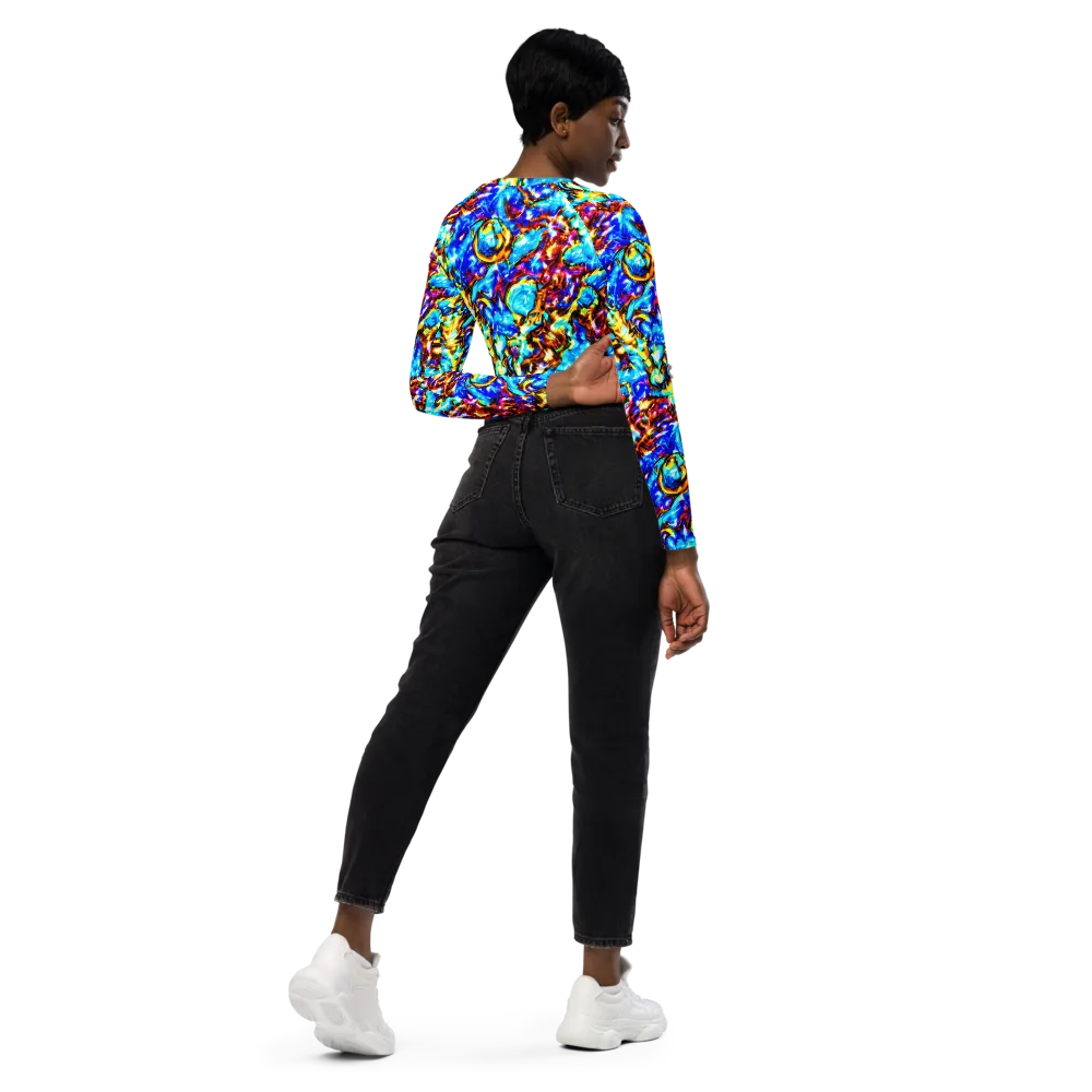 Saturated Storm on Long Sleeve Crop Top — Right Back