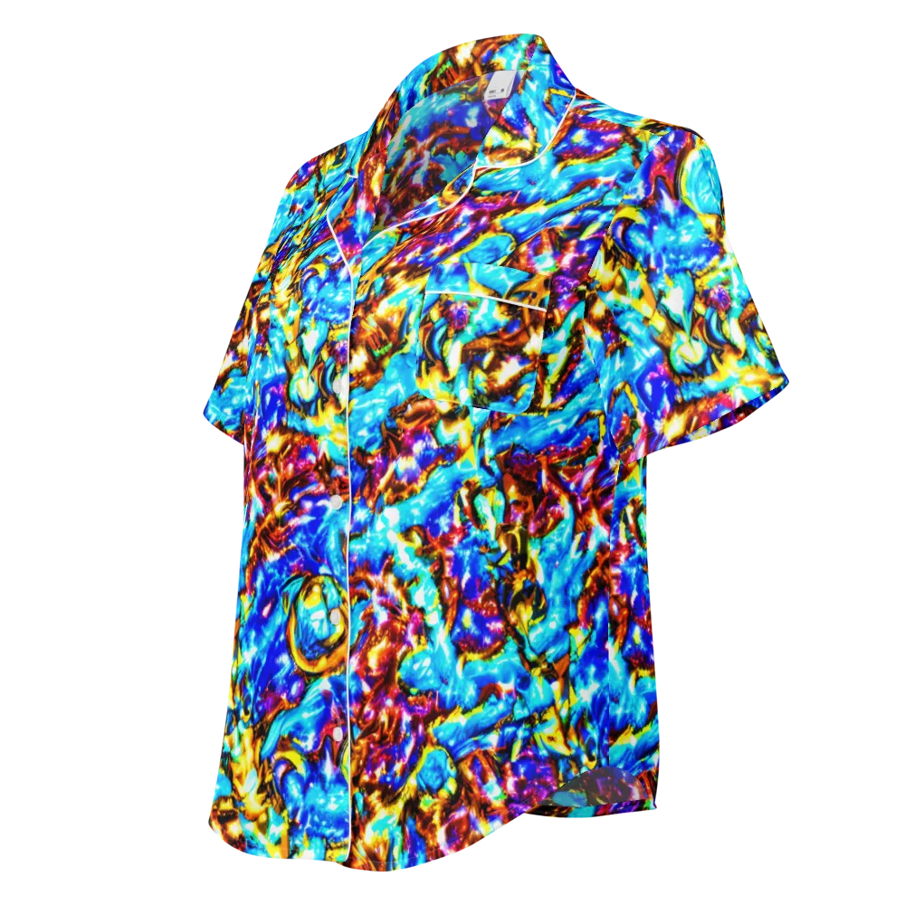 Saturated Storm on Women's Short Sleeve Pajama Top — Left Front
