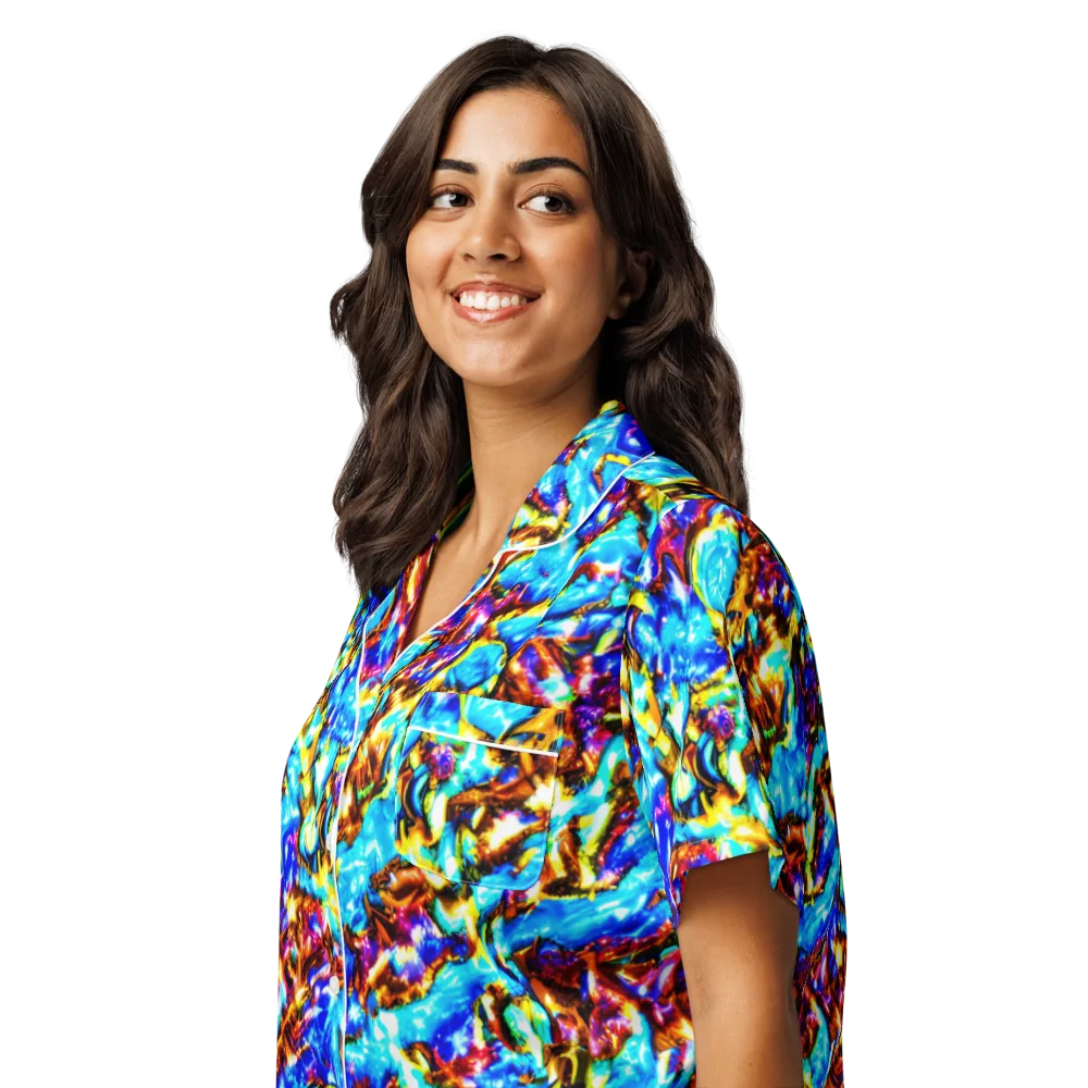 Saturated Storm on Women's Short Sleeve Pajama Top — Left Front