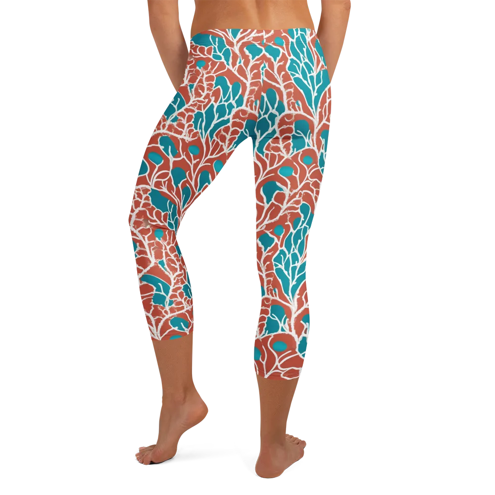 Teal Tangle on Capri Leggings — Back