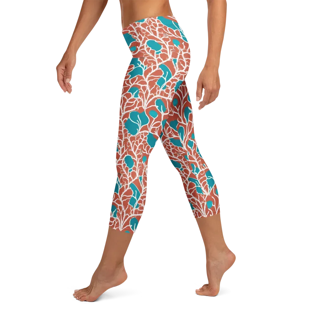 Teal Tangle on Capri Leggings — Left