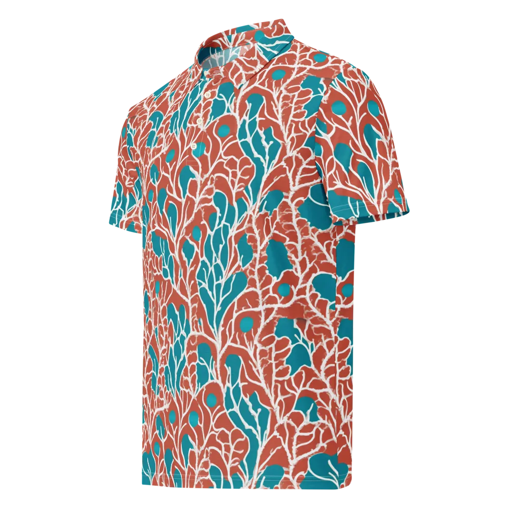 Teal Tangle on Men's Slim Fit Polo Shirt — Left Front