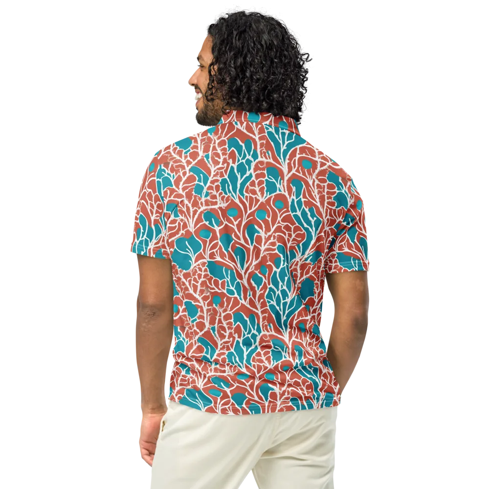 Teal Tangle on Men's Slim Fit Polo Shirt — Back