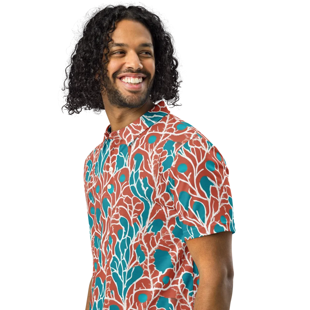 Teal Tangle on Men's Slim Fit Polo Shirt — Left Front