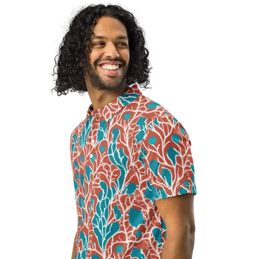 Teal Tangle on a Men's Slim Fit Polo Shirt