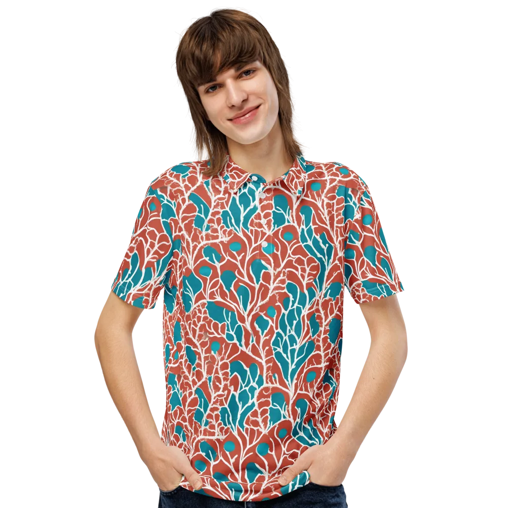 Teal Tangle on Men's Slim Fit Polo Shirt — Front
