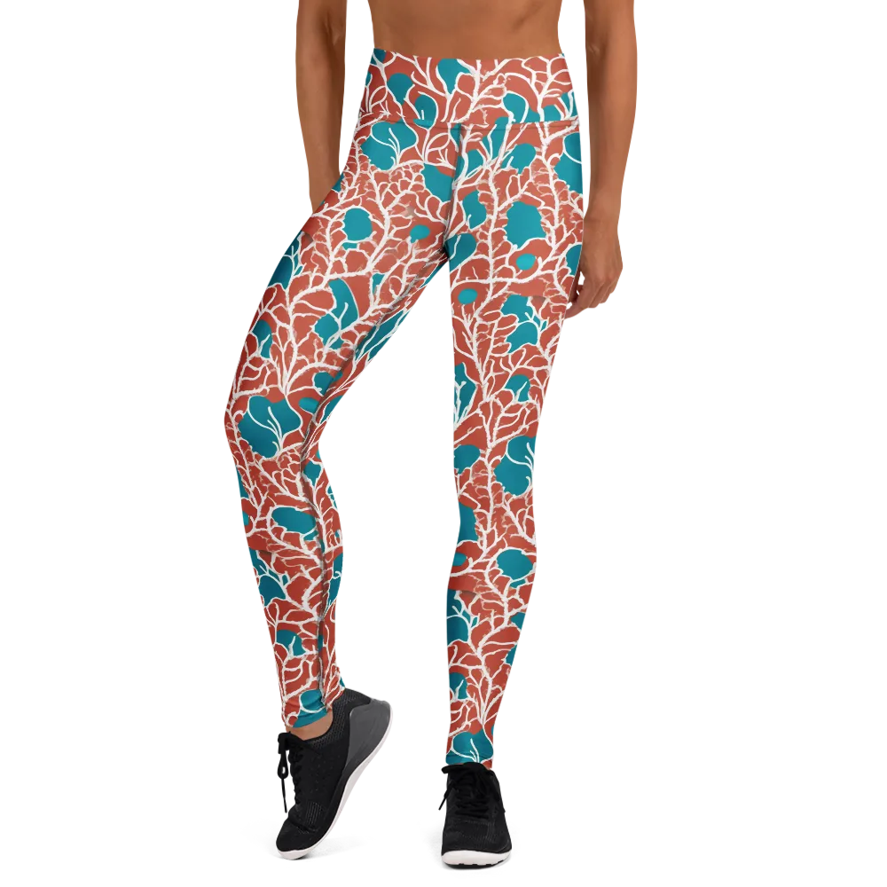 Teal Tangle on Yoga Leggings — Front