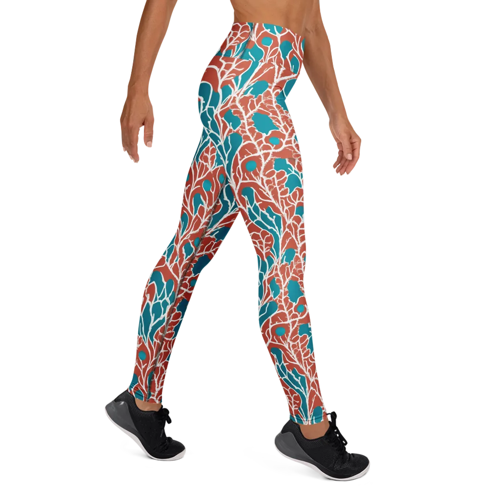Teal Tangle on Yoga Leggings — Right
