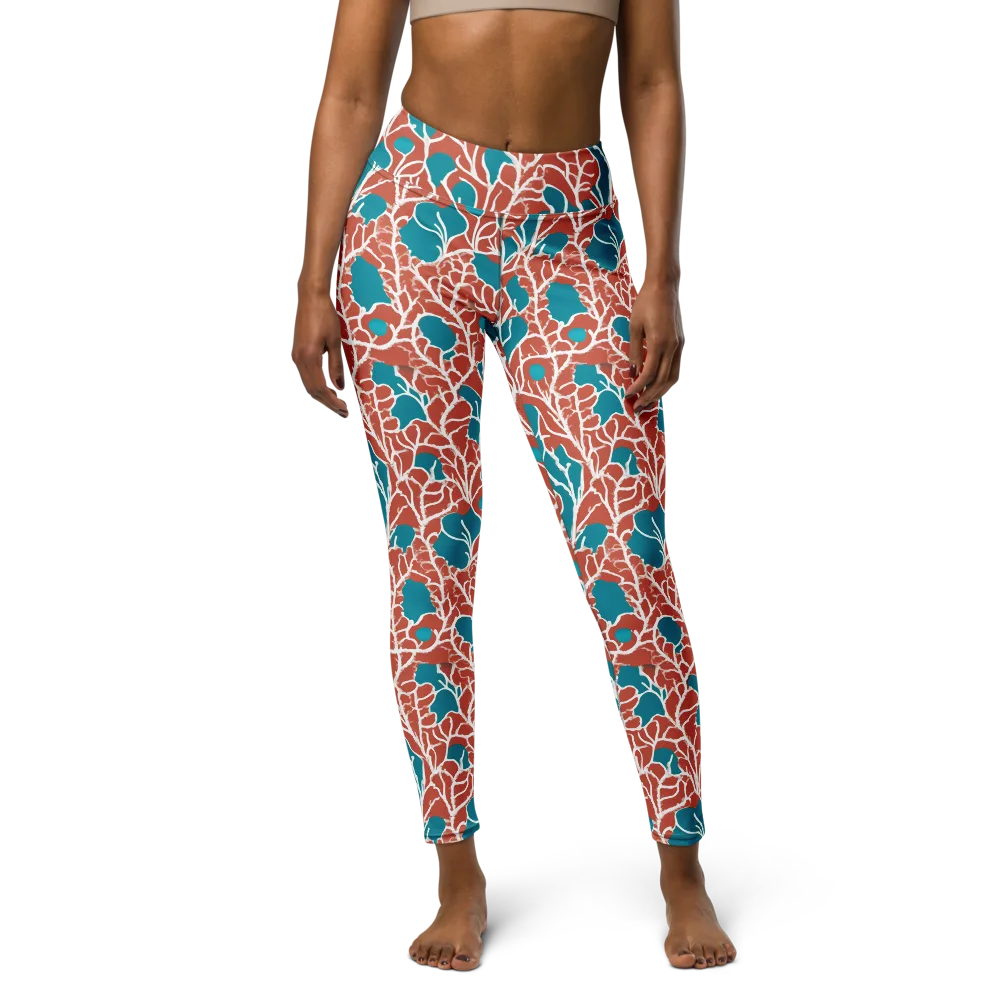 Teal Tangle on Yoga Leggings — Front