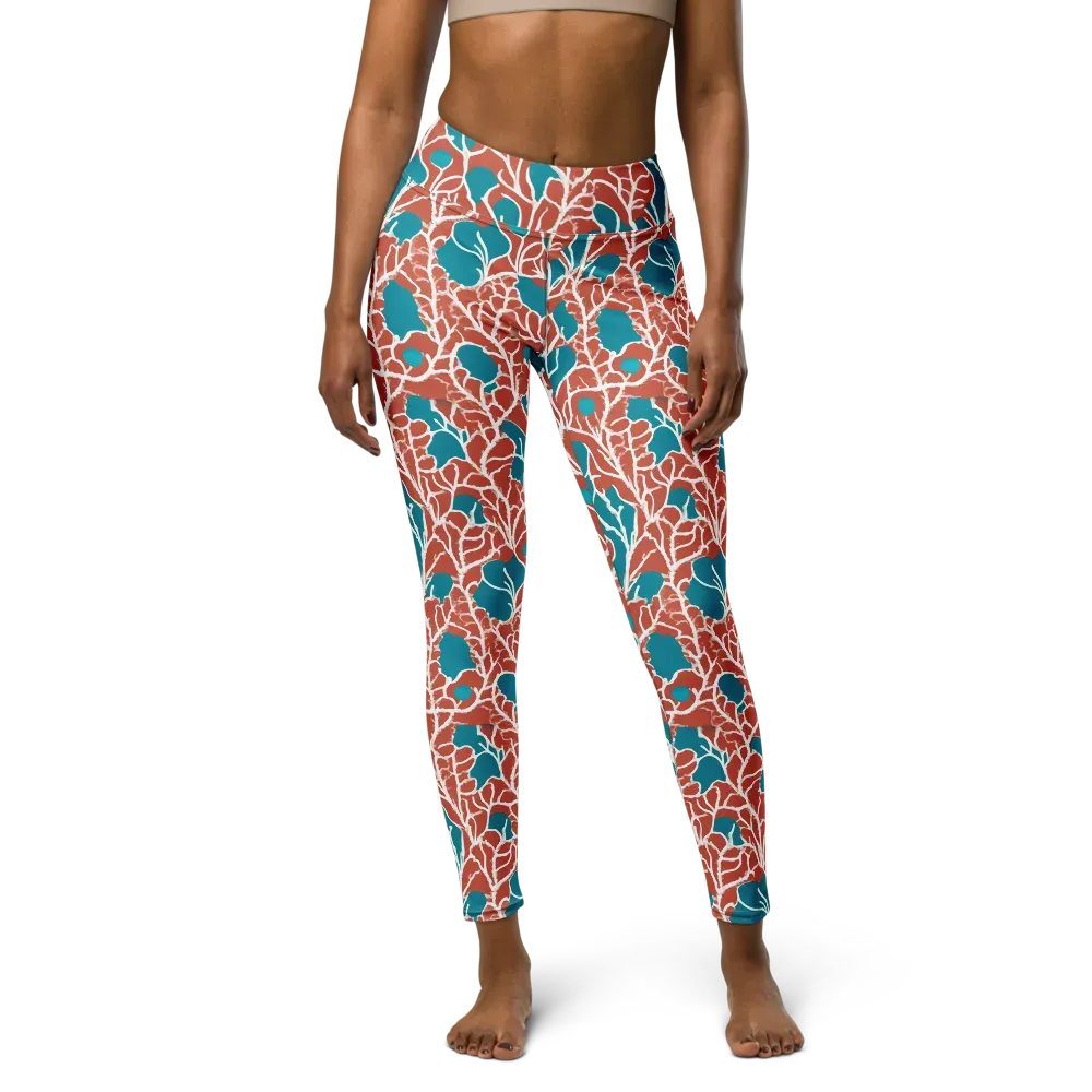 Teal Tangle on Yoga Leggings — Front