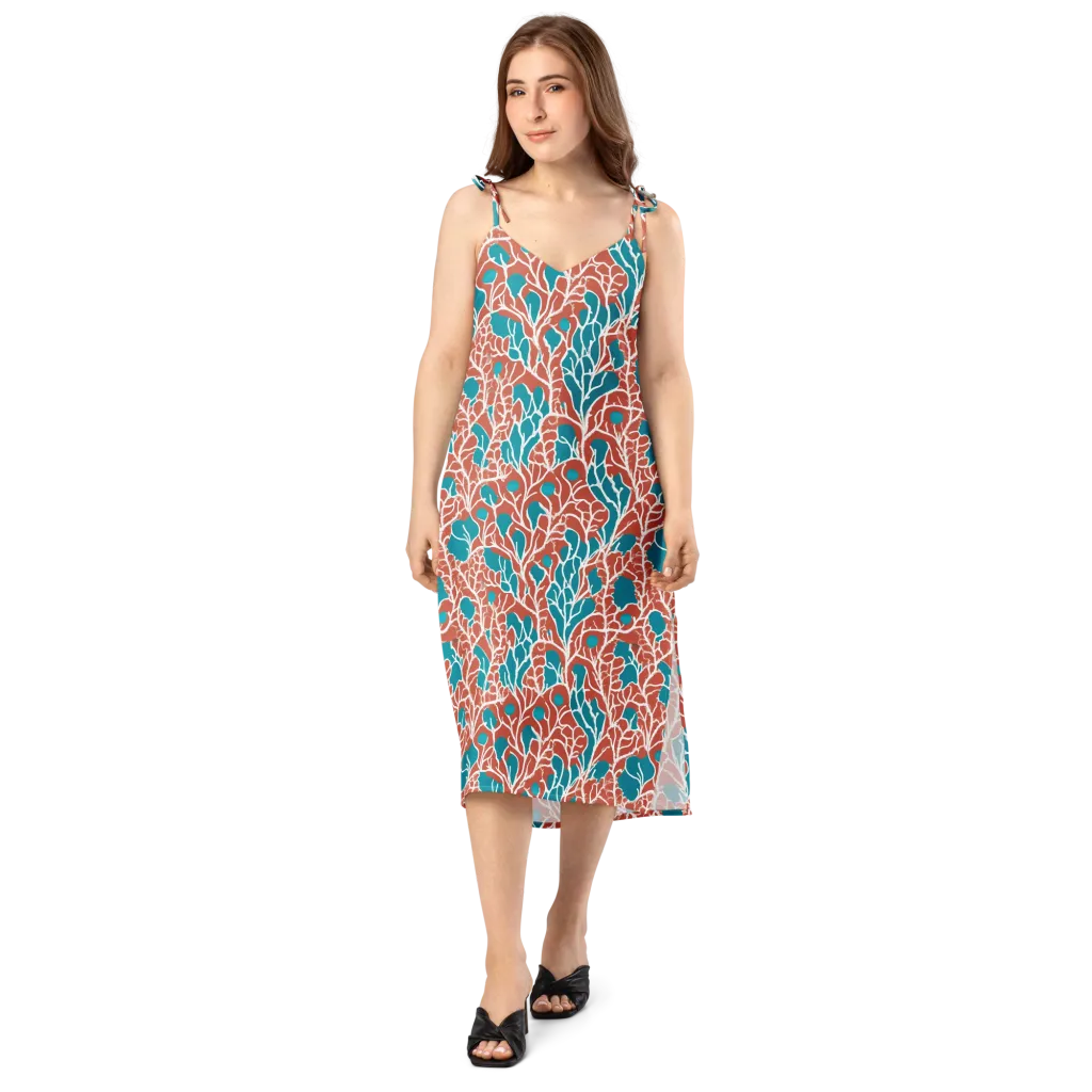 Teal Tangle on Slip Dress — Front