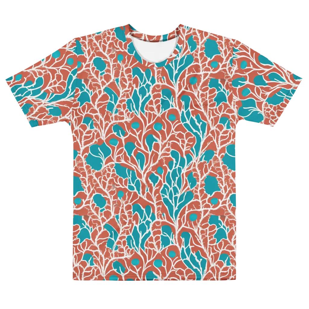 Teal Tangle on Men's Cotton Crew Neck T-Shirt — Front