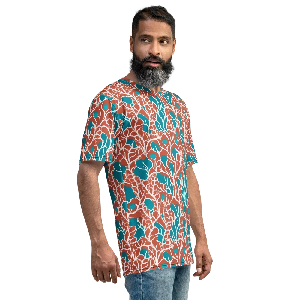 Teal Tangle on Men's Crew Neck T-Shirt — Right