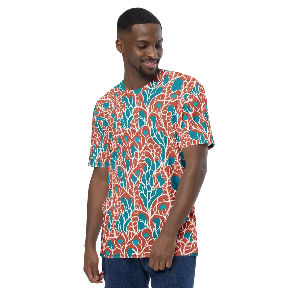 Teal Tangle on Men's Crew Neck T-Shirt — Left