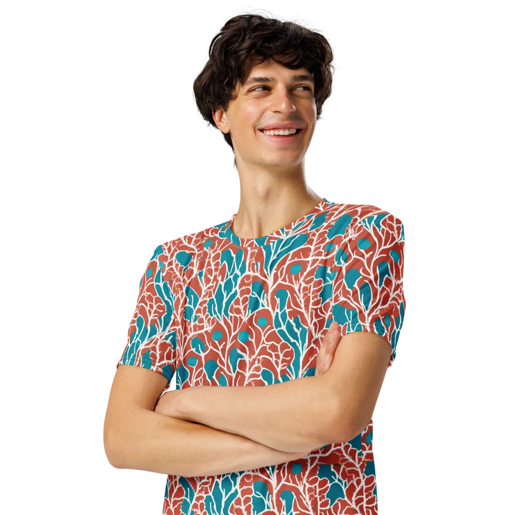Teal Tangle on Men's Crew Neck T-Shirt — Left Front